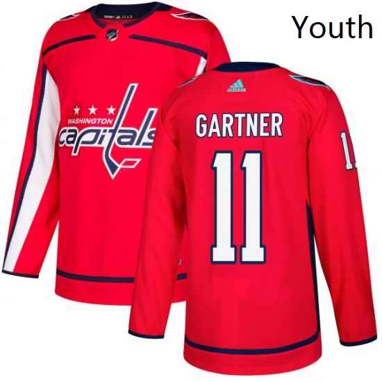 Youth Adidas Washington Capitals 11 Mike Gartner Authentic Red Home NHL Jersey